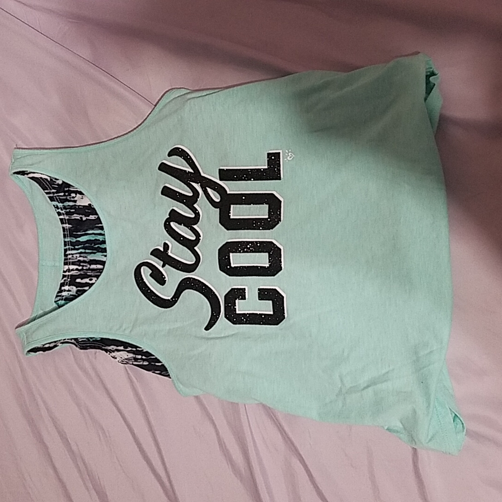 Teal tank top with built in bra